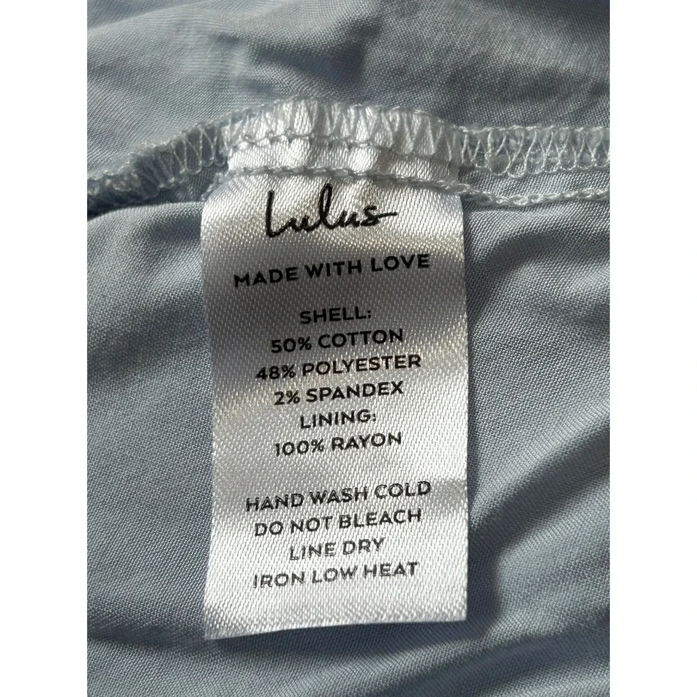 Lulus‎ Light Blue Seersucker Wrap Dress Short Sleeve Collared Mini Dress Small